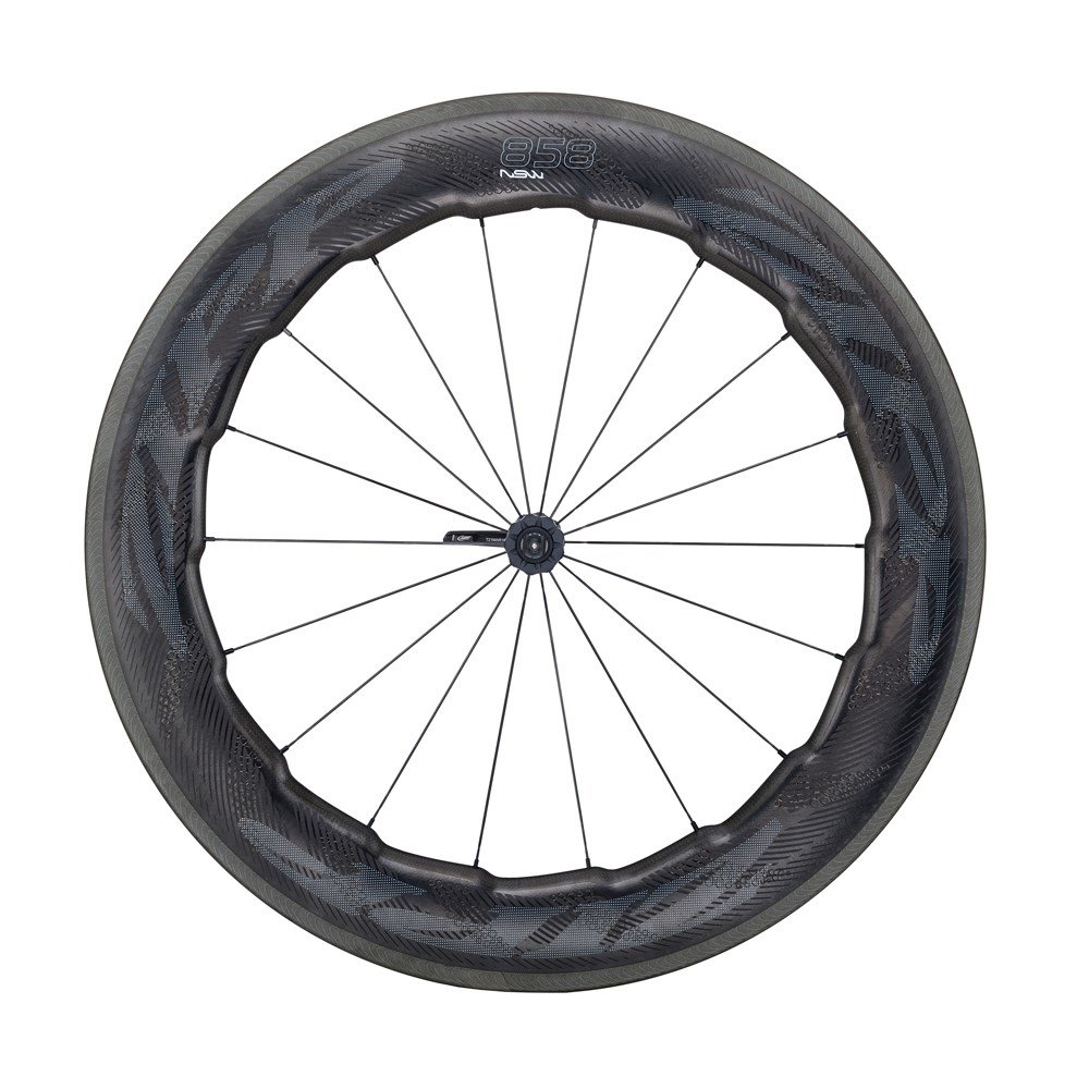 Zapletené kolo ZIPP 858 NSW karbonové, plášťové, Rim Brake 700c přední, 18drátů, rychloupí