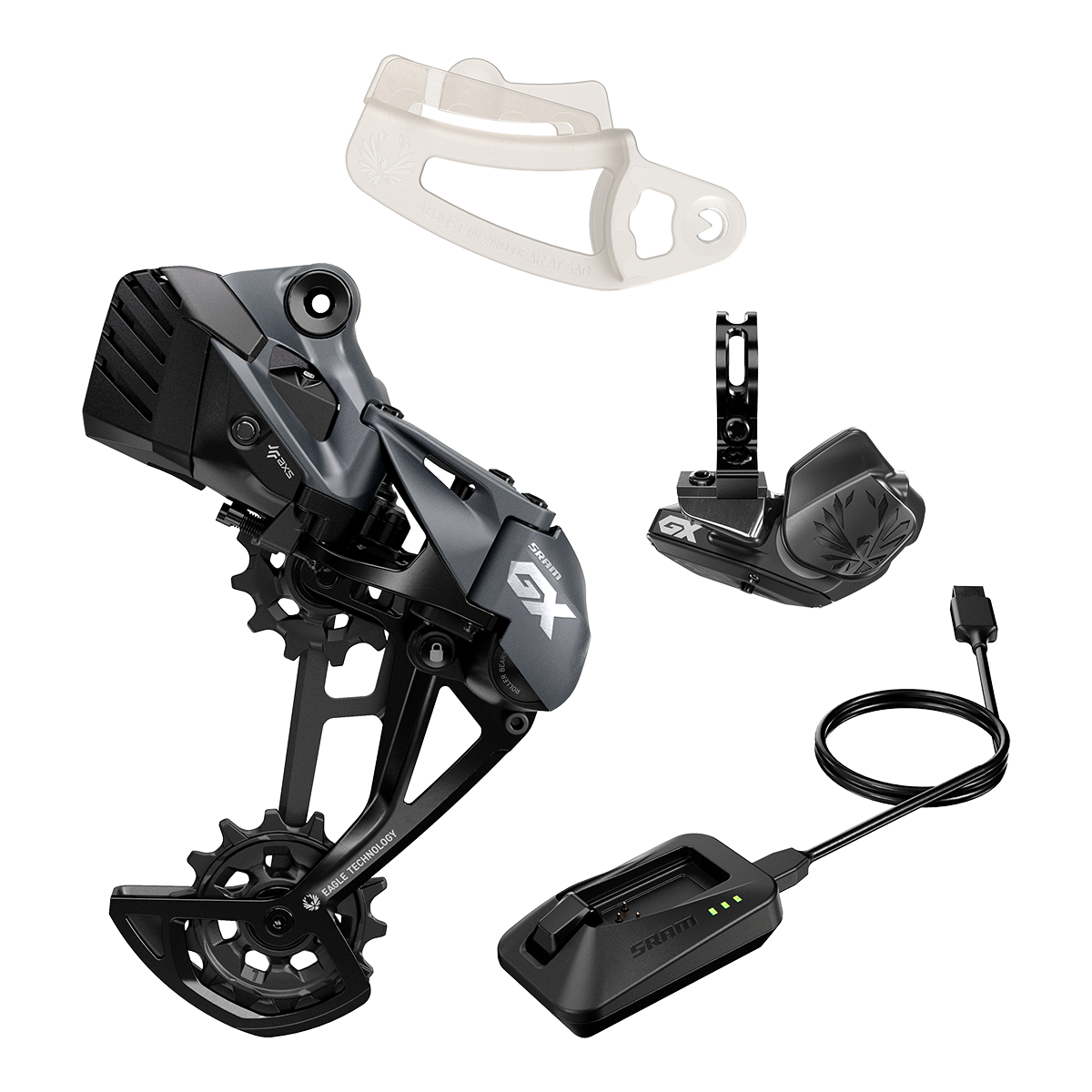 Upgrade Kit SRAM GX Eagle AXS (přehazovačka s baterií, páčka, nabíječka, Chain Gap)