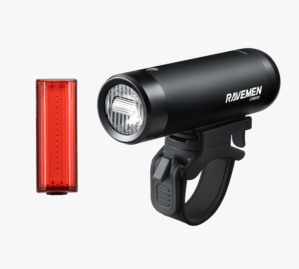 Set světel přední Ravemen CR600 + zadní Ravemen TR20