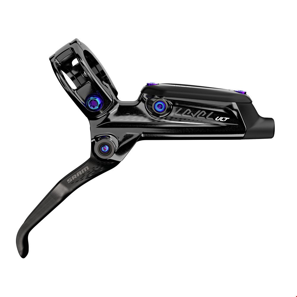 Disková brzda SRAM Level Ultimate, karbonová páčka, duhové šrouby, černá, přední, Hadice 9