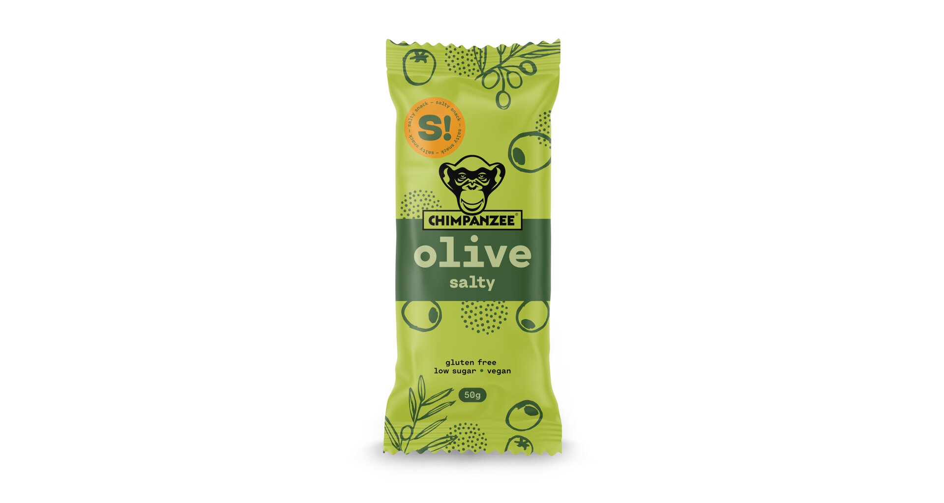 CHIMPANZEE - SALTY bar - OLIVE 55g - slaná