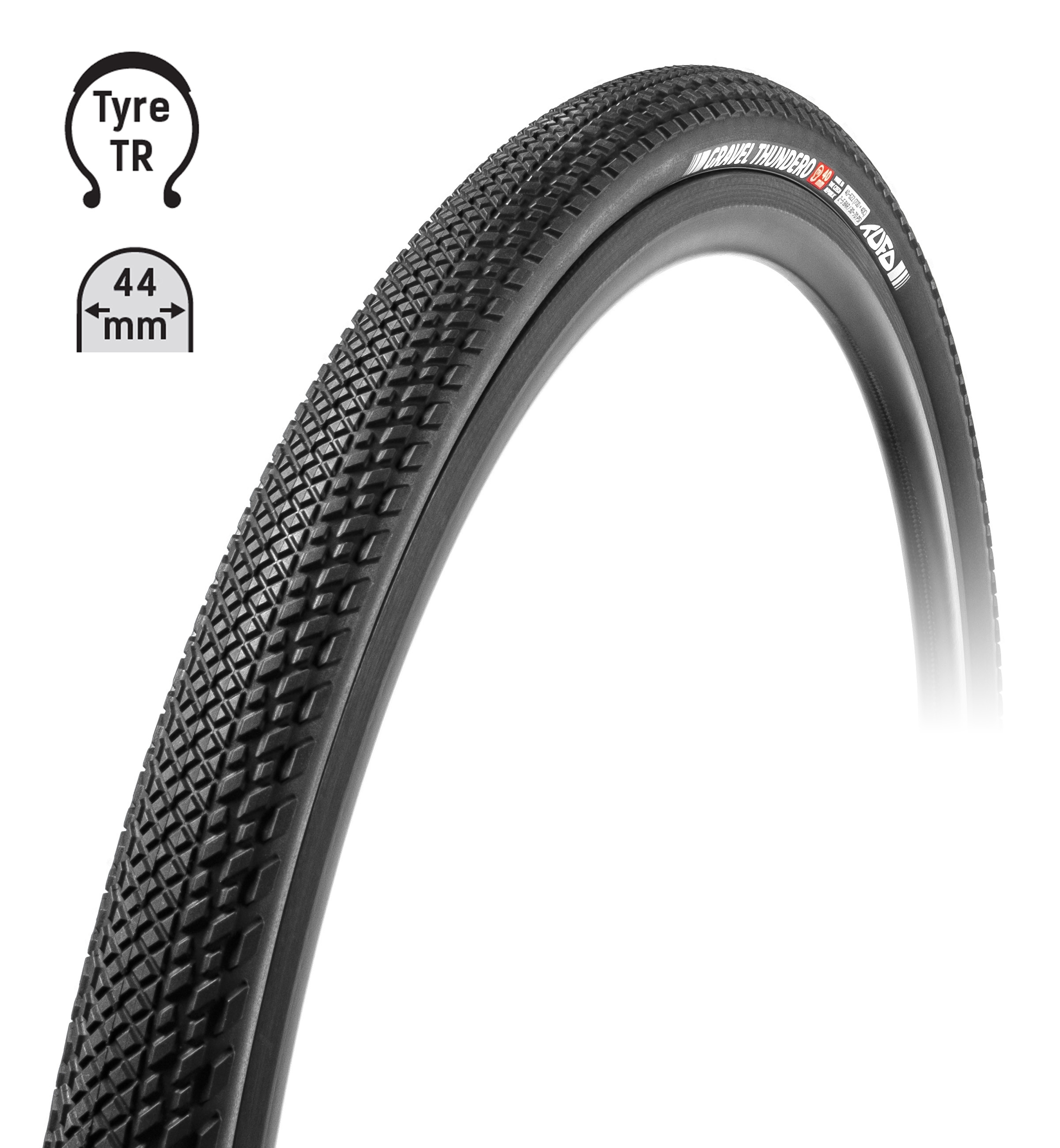 Plášť TUFO Gravel THUNDERO 700x44C, bezduš. černá