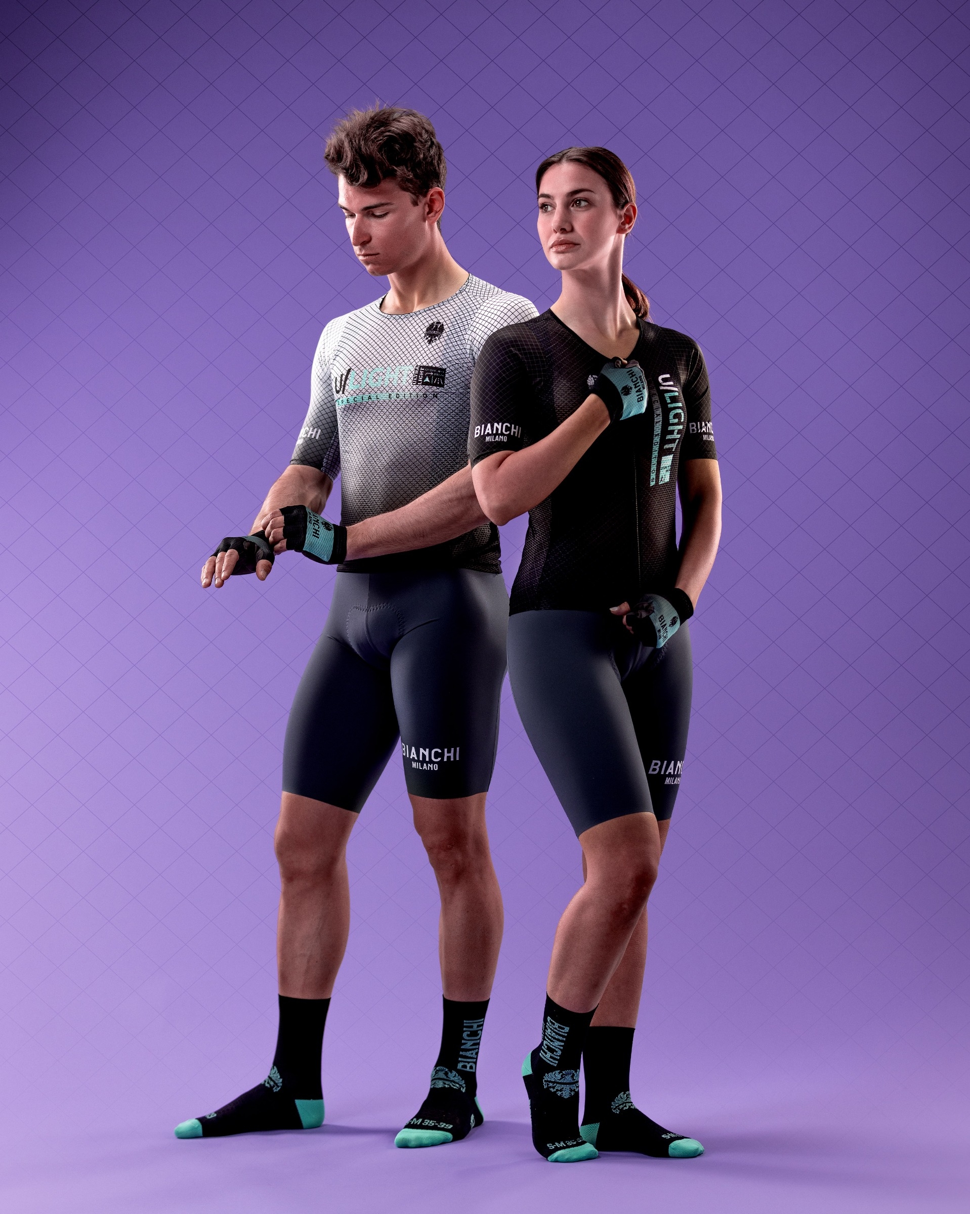 ponožky Bianchi Milano MID SOCK black celeste