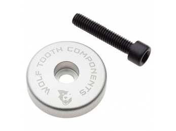 WOLF TOOTH krytka ULTRALIGHT STEM CAP stříbrná + 5mm spacer
